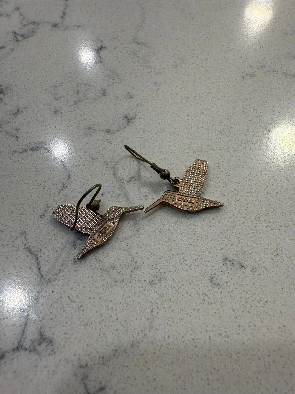 Blue Hummingbird Drop Earrings - Brand Unknown